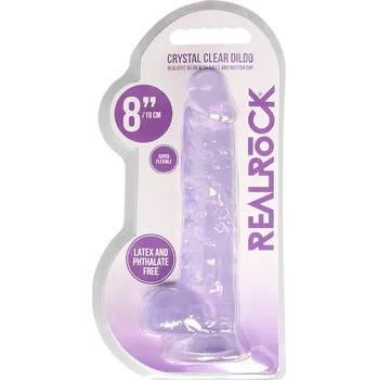 Dildo REALROCK - průhledné realistické dildo - fialové (19 cm)