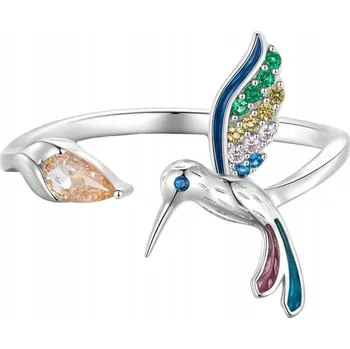 Prsten Stříbrný Prstýnek Kolibřík Nastavitelný Stříbro S925