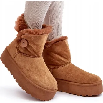 Dámská obuv Dámské sněhule na silné platformě, zateplené kožíškem, camel barva, velikost 39