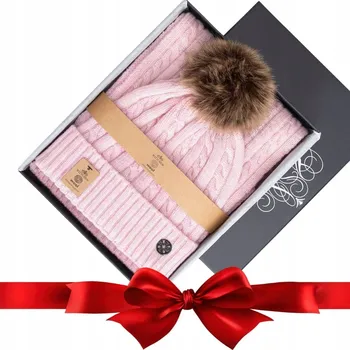 Čepice Teplá zimní souprava s vlnou čepice a šála WITTCHEN 101-SF-500-P růžová