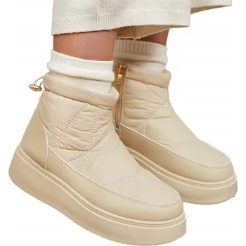 Dámská zimní obuv BÉŽOVÉ KOTNÍKOVÉ BOTY ZATEPLENÉ SNĚHULE ARMEDA 39