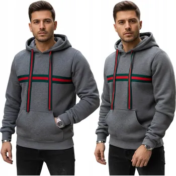 Pánská mikina Pánská mikina s kapucí šedá sportovní volnočasová BX5937 - L