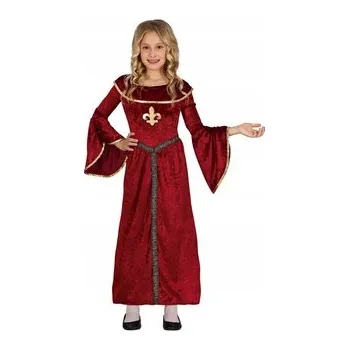 Karnevalový kostým KOSTÝM MALÁ STŘEDOVĚKÁ DÁMA BORDOVÁ STŘEDOVĚK PŘEVLEK VELIKOST 146