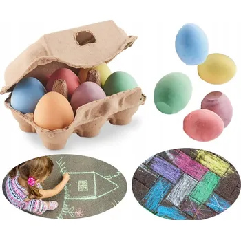 Velikonoční dekorace Křída chodníková pro děti Sada 6 křídových vajíček pro Velikonoce ZAJÍČKA