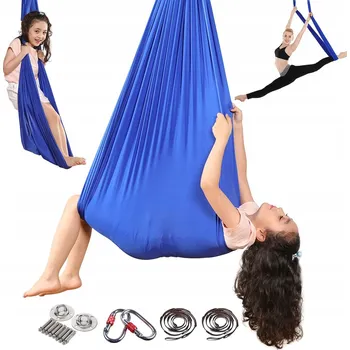Zahradní houpačka Houpací síť na jógu fialová vzdušná hedvábná s prodlužovacími popruhy