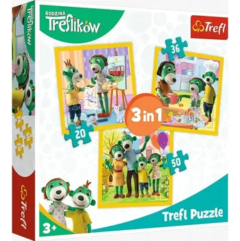 Puzzle Trefl 106 dílků TREFL PUZZLE 3v1 RODINA TREFLIKŮ TREFLINKA 106EL
