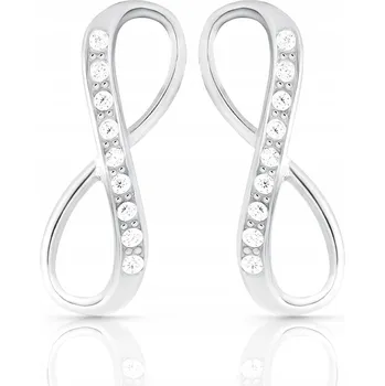 Náušnice Stříbrné náušnice pozlacené puzetky s kubickými zirkony 925 nekonečno