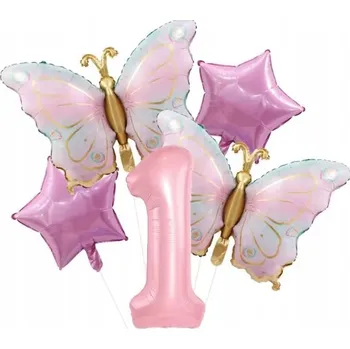 Balónek BALÓNKY Sada balónků MOTÝL hvězda ČÍSLICE 1 dekorace narozeniny HELIUM 5ks