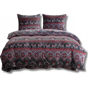 Povlečení Povlečení z fleece fleece XmasCozy 140x200 velur vánoční grafitové sobi