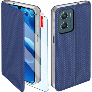 Pouzdro na mobilní telefon Pouzdro MAGNET pro Motorola G06 | G06 Power Uzamykatelné Granátové Pouzdro + Sklo