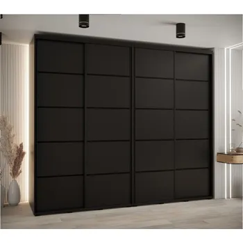 Šatní skříň Vysoká šatní skříň s posuvnými dveřmi Davos 4 280, hloubka 60 cm, výška 235,2 cm - Abiks Meble Černá / Černá 280x235.2 cm