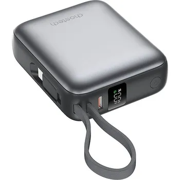 Powerbanka ChoeTech Mini 35W 10000mAh Power Bank with USB-C input/output Cable grey