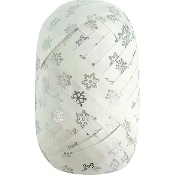 Stuha Stuha dárková bílá se stříbrnými vločkami 1cm x 30m