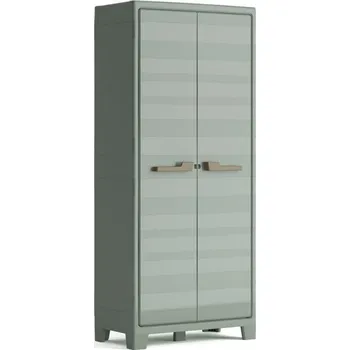 Zahradní skříň Vysoká voděodolná plastová skříňka s nožičkami venkovní + vnitřní, 4 police, 80x182x44 cm