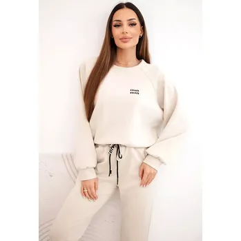 Kesi Włoski Dámský komplet z viskózy s mikinou a kalhotami béžový Kesi Włoski krémová 3500750