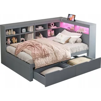 Postel Jednolůžková dřevěná postel Arhatreya 90x200 cm šedá