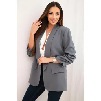 Dámská bunda Kesi Dámské elegantní sako s klopou Barva: Šedá - tmavě, Velikost: UNI