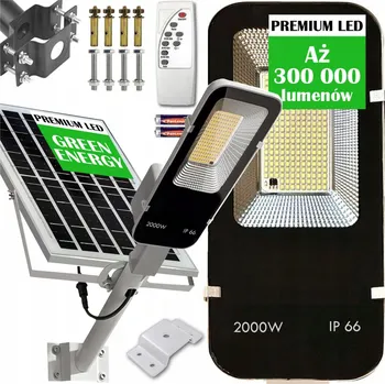 Venkovní osvětlení Solární lampa 2000W s pohybovým a soumrakovým senzorem, velký panel, lucerna