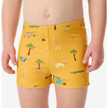 Dětská móda DECATHLON Dětské boxerkové plavky pro nejmenší s potiskem 12 MĚSÍCŮ ŽLUTÁ