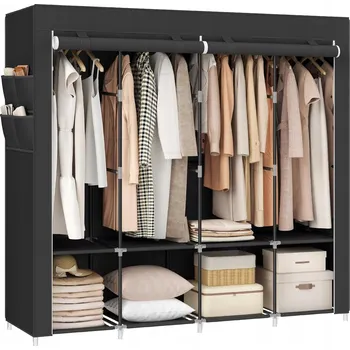 Šatní skříň Skříň na oblečení, skládací textilní šatní skříň, černá, 170x167x45