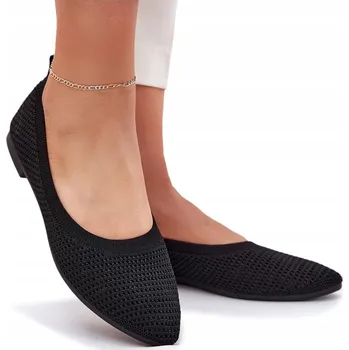 Dámské baleríny Dámské baleríny síťované textilní s plochým podpatkem klasické černé velikost 39