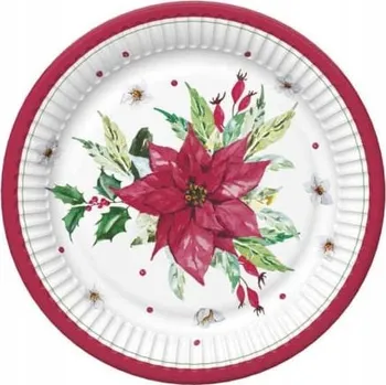 Talíř Papírové talířky Hvězda Betlémská 18 cm 8 kusů Vánoce