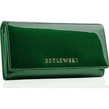 Peněženka Dámská kožená peněženka Betlewski zelená lakovaná velká RFID