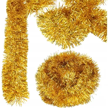 Vánoční dekorace VÁNOČNÍ ŘETĚZ DEKORACE VÁNOČNÍHO STROMEČKU GIRLANDA DEKORACE ZLATÝ 6 M