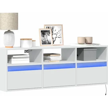 Televizní stolek vidaXL Nástěnná TV skříňka s LED osvětlením 130 x 31 x 45 cm [852343] Barva: Bílá