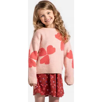Dámský svetr Svetr pro dívky Pudrově růžový Dívčí svetr se srdíčky Velikost 116 Coccodrill