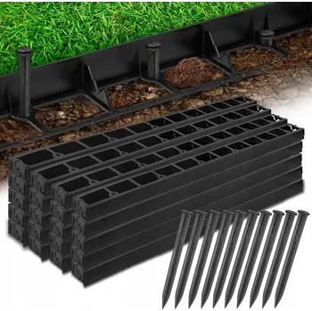 Zahradní obrubník Zahradní lem JBM plast černý 4800 cm x 4 cm 160 kotvících kolíků