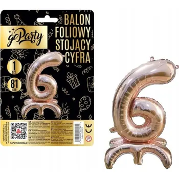 Fóliový balónek 81 cm - Stojící ČÍSLICE 6 - Růžovo zlatý - 1 kus GOPARTY