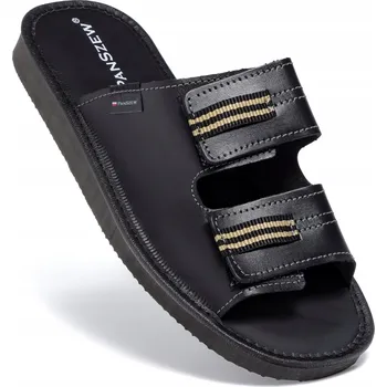 Dámské pantofle Pánské Pantofle kožené, Papuče s regulací nártu na suchý zip, velikosti 40-46 PanSzew