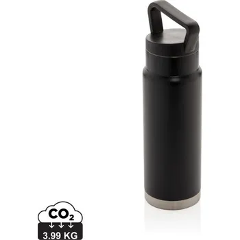 Nepropustná termo láhev s madlem - Černá, Firemní dárkové předměty s vlastním potiskem