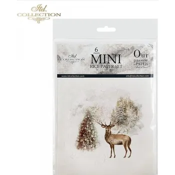 Umělecký papír Rýžový papír 15x15 cm - Vánoce, zvířata 6 ks mini set