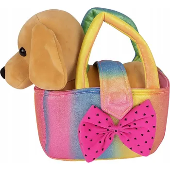 plyšák Plyšový pejsek v duhové kabelce 23 cm