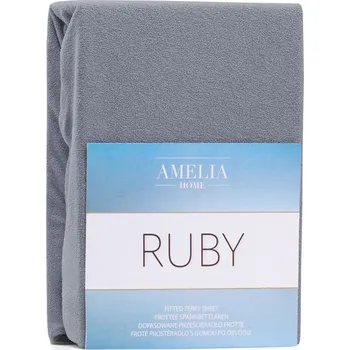 Froté prostěradlo s gumou AmeliaHome Ruby tmavě šedé, velikost 80-90x200+30