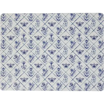 prostírání 4ks pevné korkové prostírání s modrými květy - 30*40*0,4cm