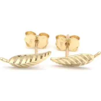 Náušnice B&B Goldinvestic Zlaté náušnice lístečky zdobené na puzetu 0,80g Žluté