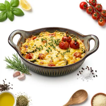 Forma na pečení ŽÁRUVZDORNÁ KERAMICKÁ NÁDOBA FORMA NA PEČENÍ ZAPÉKÁNÍ ø21 cm 0.9L