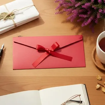 Obálka Dárková obálka se stuhou 9058 22 x 11 cm červená