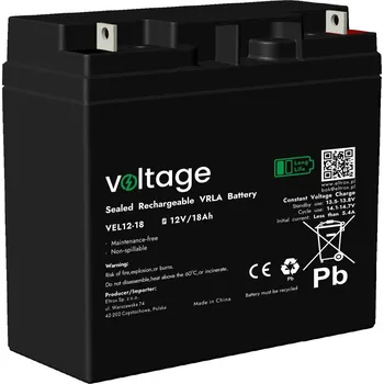 Trakční baterie Baterie AGM Voltage Long Life 12V 18Ah VEL12-18 (životnost 15 let)