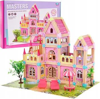 ostatní stavebnice Dřevěný domeček + příslušenství 183 dílků