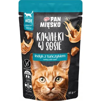 Krmivo pro kočku Pan Mięsko Krmivo mokrá pro kočky Kousky v omáčce Krůta s tuňákem 85 g