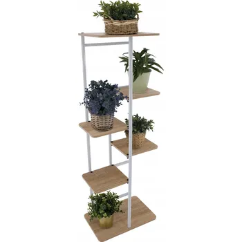 Stojan na květiny Stojan na květiny Ledor Typ 2 - bílá / dub sonoma