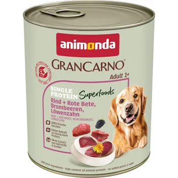 Pro psa 24x800g Animonda GranCarno Adult Superfoods - hovězí + červená řepa, ostružiny, pampeliška