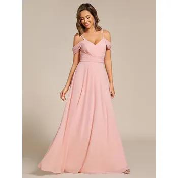 Dámské šaty Ever Pretty šaty růžové dlouhé spadlá ramínka 2354 *Velikost: 4XL / 48 / 16 / 20
