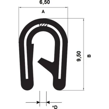 Kompresor PIRELI-U PVC 78°Sh 17.0306 (D.* (mm): 1-2 mm, Hmotnost (kg): 0,11, Kóta B: 9,5, Kóta A: 6,5, Materiál: PVC)