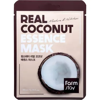 Pleťová maska Pleťová maska FARMSTAY Real Coconut Essence Mask 23ml-hydratační a vyživující plátýnková maska s kokosem 23 ml