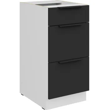 Kuchyňská skříňka 40 D 3S BB, Spodní kuchyňská zásuvková skříňka PREMIUM BOX Aria černá&nbsp;/bílá